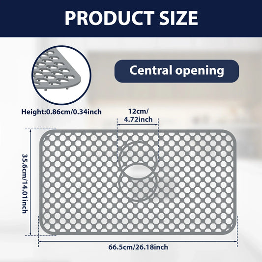 Silicone Dish Drying Mat, Raised Feet, Center Drainage and Dishwasher-Safe Sink Protector, M Size - product view 1