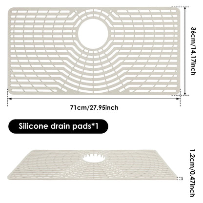Silicone Dish Drying Mat, Raised Feet, Center Drainage and Dishwasher-Safe Sink Protector, M Size - product view 2