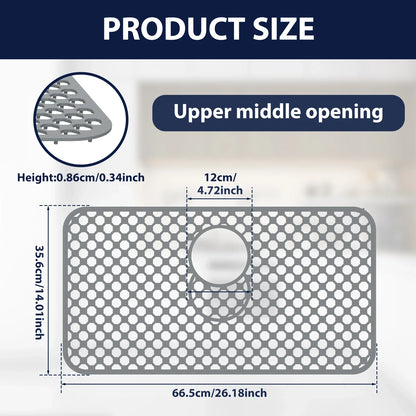 Silicone Dish Drying Mat, Raised Feet, Center Drainage and Dishwasher-Safe Sink Protector, M Size - product view 3