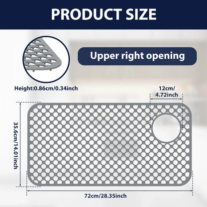 Silicone Dish Drying Mat, Raised Feet, Center Drainage and Dishwasher-Safe Sink Protector, M Size - product view 4
