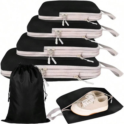 Compression Packing Cubes, Waterproof Polyester Travel Storage Bags, Reusable Rectangular Organizers in 4 or 6 Pieces - product view 2