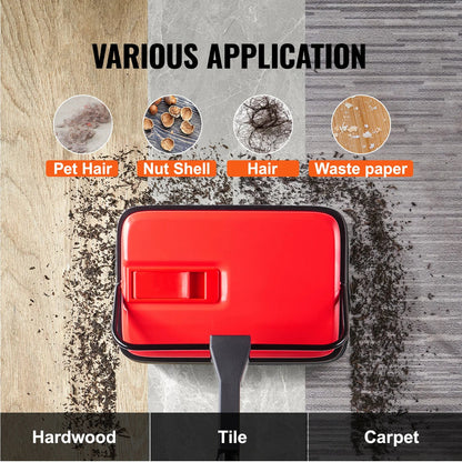 Manual Carpet Sweeper, Quiet Rolling Brush Floor Cleaner with 180° Rotating Head for Carpets, Rugs and Hard Floors - product view 5