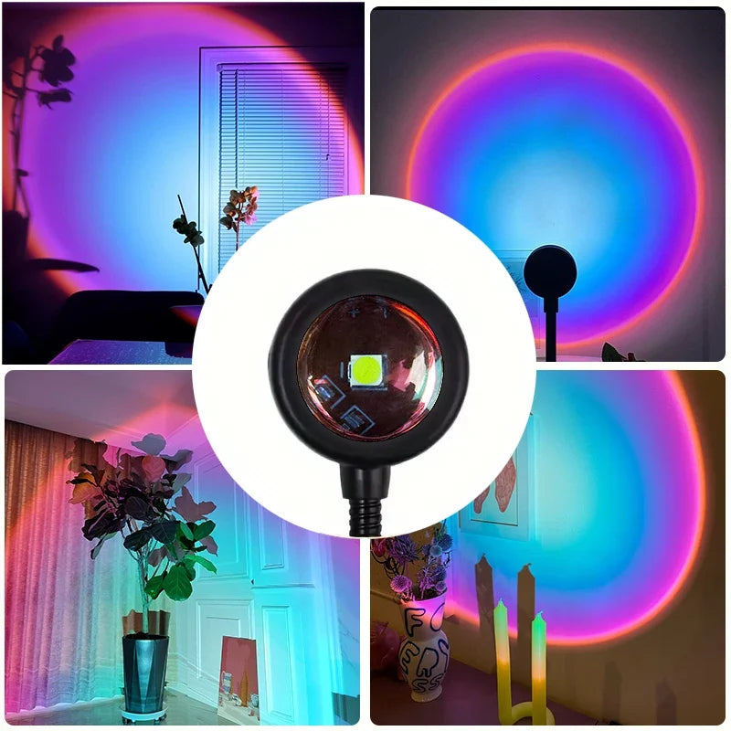 Rainbow Projection Lamp, USB 5V LED Sunset Atmosphere Light, 30 cm Round Plastic Design for Holiday Decor - product view 3