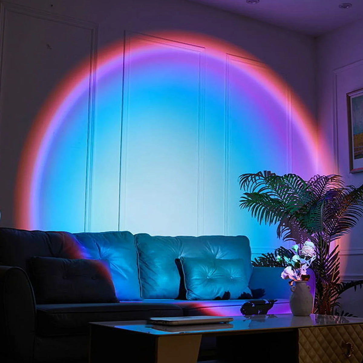 Rainbow Projection Lamp, USB 5V LED Sunset Atmosphere Light, 30 cm Round Plastic Design for Holiday Decor - product view 4