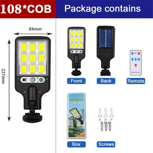 Solar Motion Sensor Driveway Light, COB LED Outdoor Security Lamp, 270° Sensor, 1200–1500 lm, 1–4 Pack Options - product view 1