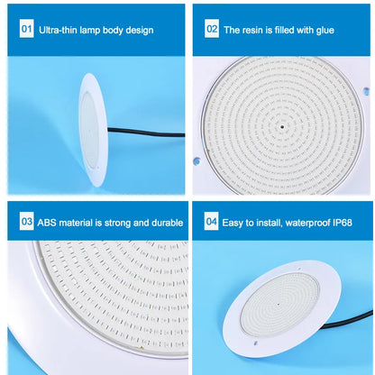 12V LED Underwater Pool Light, ABS Self-Contained Lamp, 180° Beam, 18W–54W Options and Cool White, Warm White or RGB - product view 5