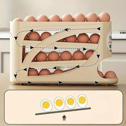 3-Tier Rolling Egg Storage Container, Reusable Plastic Refrigerator Organizer with 28 to 30 Egg Capacity, White or Cream - product view 5