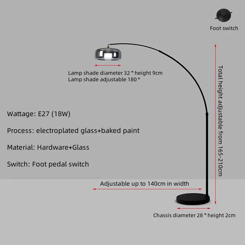 Modern Glass Stone LED Floor Lamp, Plated Glass and Iron Body, AC Powered, 11-15W for Foyers - product view 1