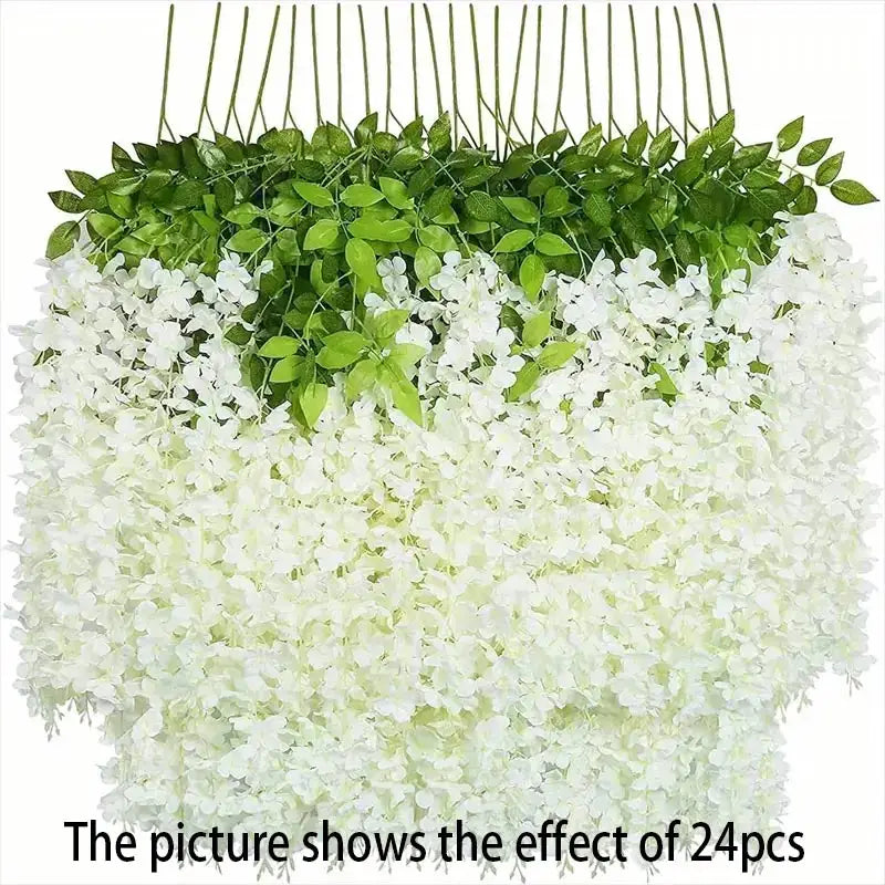 Silk Wisteria Artificial Flowers, Trailing Hanging Vines in Multiple Colors and Pack Options for Wedding and Home Décor - product view 2