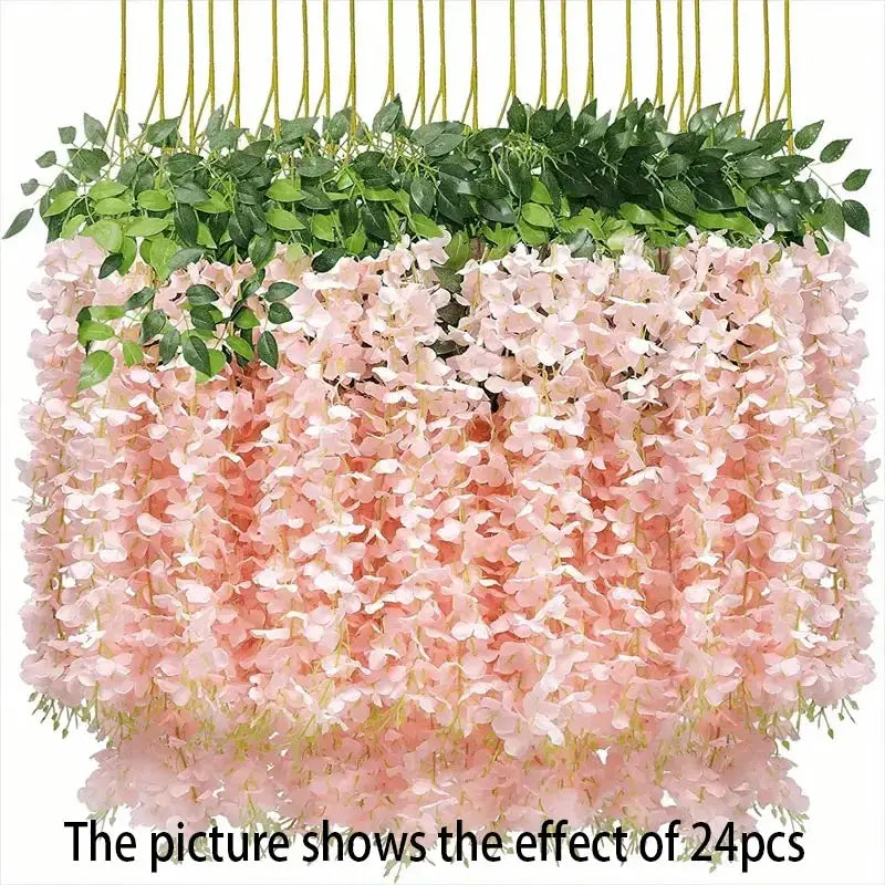 Silk Wisteria Artificial Flowers, Trailing Hanging Vines in Multiple Colors and Pack Options for Wedding and Home Décor - product view 4