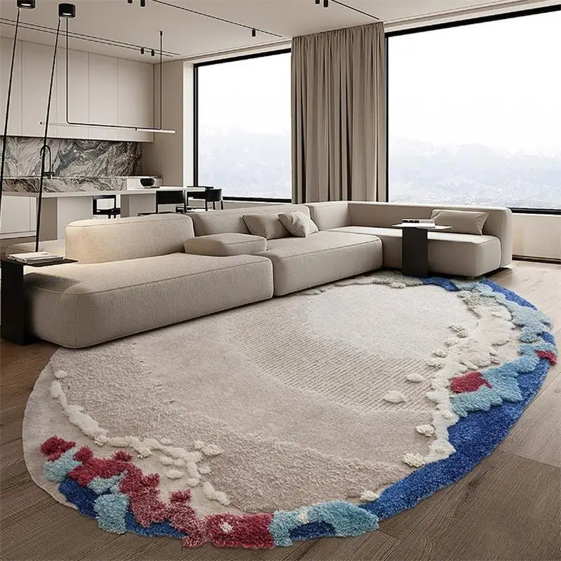 Hand-Hooked Wool Blend Area Rug, Scenic Pattern Rectangle Carpet, 15 mm Thick, Multiple Sizes for Living Room and Bedroom - product view 2