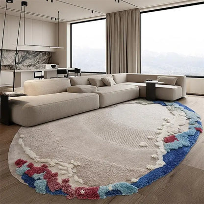Hand-Hooked Wool Blend Area Rug, Scenic Pattern Rectangle Carpet, 15 mm Thick, Multiple Sizes for Living Room and Bedroom - product view 2