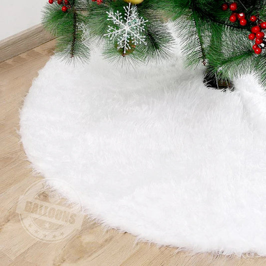 Christmas Tree Skirt, Cloth Plush Gold Beaded Embroidered Tree Design, 90 cm or 122 cm, 4 Holiday Color Options - product view 1