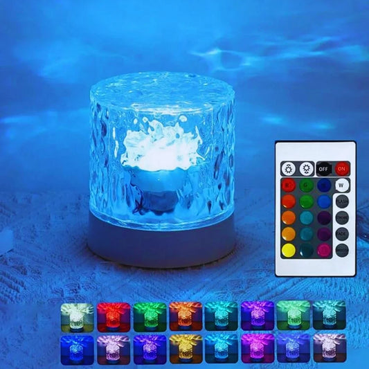 RGB Water Ripple Ambient Light, Rotating Novelty Table Lamp, 5V Button Battery, RGB Glow for Holiday Bedroom and Bedside Décor - product view 1