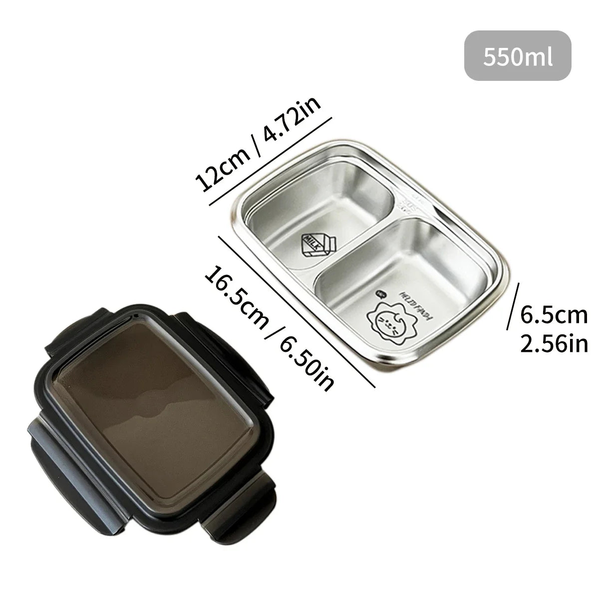 Stainless Steel Leakproof Lunch Box, Rectangular Reusable Bento Food Container, 550ml to 1500ml Styles for School, Work and Picnics - product view 4