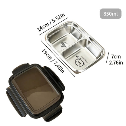 Stainless Steel Leakproof Lunch Box, Rectangular Reusable Bento Food Container, 550ml to 1500ml Styles for School, Work and Picnics - product view 5