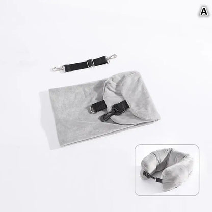 Fillable Travel Neck Pillow, U-Shaped Crystal Fleece Support Pillow with Removable Cover, Straps and Color Options - product view 1