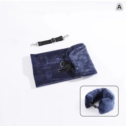 Fillable Travel Neck Pillow, U-Shaped Crystal Fleece Support Pillow with Removable Cover, Straps and Color Options - product view 5