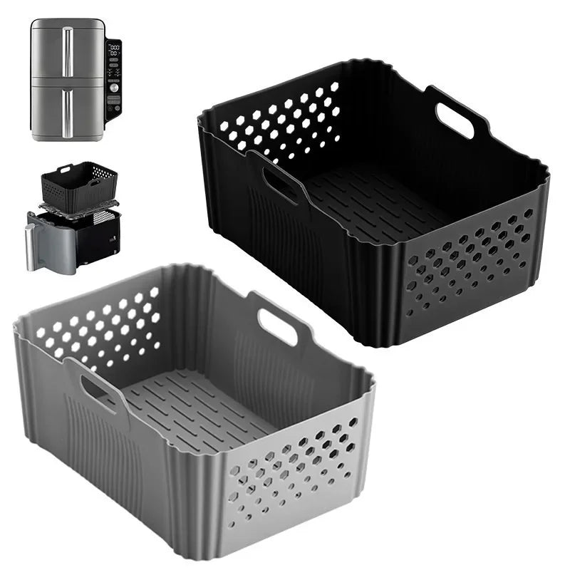 Silicone Air Fryer Liner for Ninja SL400 and SL401, Nonstick Reusable Basket Mold, Grey or Black, 1 or 2 Pieces - product view 5