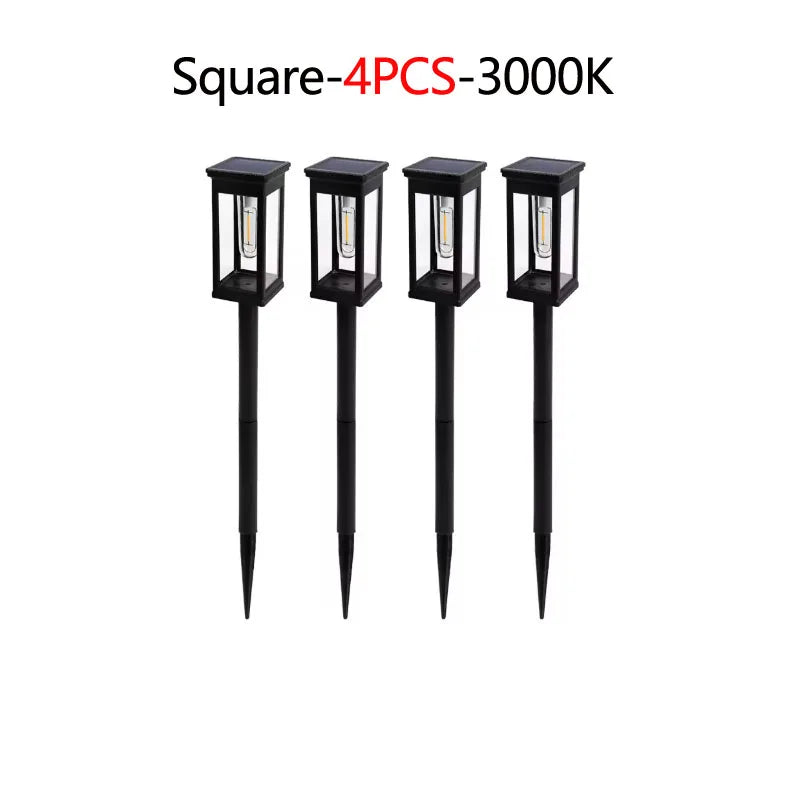 Solar Pathway Lights, Traditional LED Ground Lamps with Automatic Operation, Warm White Light, Round or Square 2/4/6-Piece Sets - product view 5
