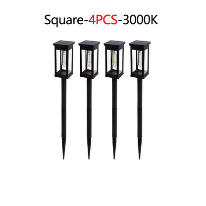 Solar Pathway Lights, Traditional LED Ground Lamps with Automatic Operation, Warm White Light, Round or Square 2/4/6-Piece Sets - product view 5