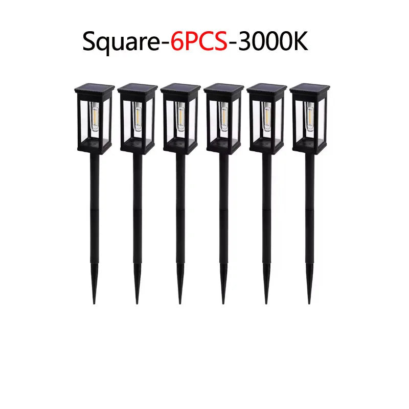 Solar Pathway Lights, Traditional LED Ground Lamps with Automatic Operation, Warm White Light, Round or Square 2/4/6-Piece Sets - product view 6