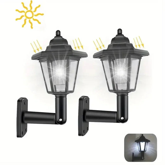 Solar Outdoor Wall Lights, Self-Contained 2-Piece Set with Included Batteries and Bulbs, White or Warm Light for Garden - product view 1