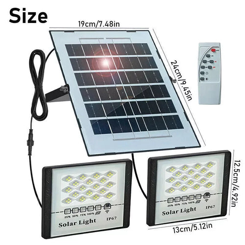 300W Solar LED Flood Light, Dimmable Outdoor Spotlight, Self-Contained Landscape Lighting for Yard, Garden and Wall - product view 1