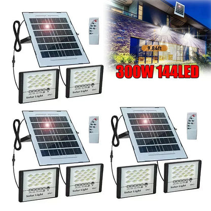 300W Solar LED Flood Light, Dimmable Outdoor Spotlight, Self-Contained Landscape Lighting for Yard, Garden and Wall - product view 2