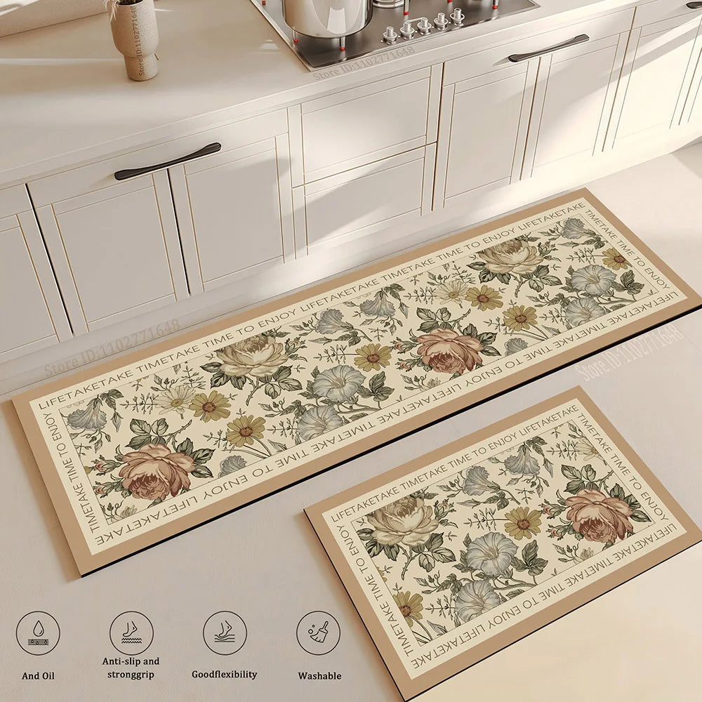 Anti-Fatigue Kitchen Floor Mat, Soft Non-Slip Crystal Velvet Runner, Woven Water-Absorbent Rug for Home and Office - product view 3