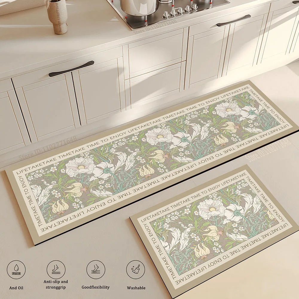 Anti-Fatigue Kitchen Floor Mat, Soft Non-Slip Crystal Velvet Runner, Woven Water-Absorbent Rug for Home and Office - product view 4