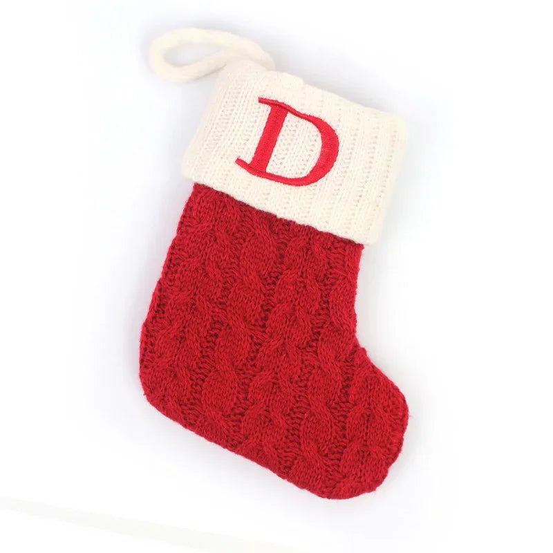 Christmas Stocking, Knitted Cloth Holiday Hanging Decoration, 14x18cm, Alphabet, Snowflake and Pattern Options - product view 6