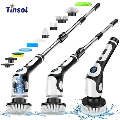 11-in-1 Electric Spin Scrubber, USB Rechargeable Voice-Controlled Rotary Cleaning Brush, Black, Under 20 V - product view 2