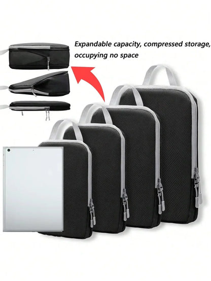Compressible Packing Cubes, Polyester Travel Storage Organizers with Multiple Uses, 4-Piece and 6-Piece Options - product view 2