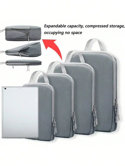 Compressible Packing Cubes, Polyester Travel Storage Organizers with Multiple Uses, 4-Piece and 6-Piece Options - product view 3