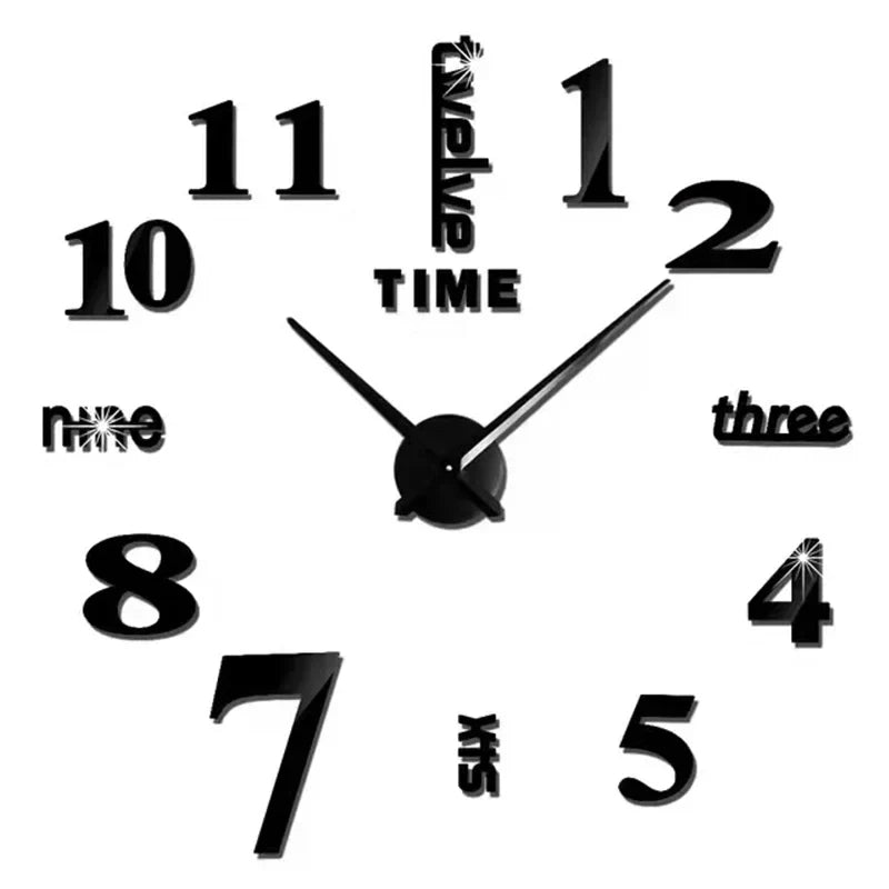 Modern DIY Wall Clock, Frameless 3D Decorative Clock with Luminous Options, Adjustable 60–130 cm Display for Living Room Décor - product view 2