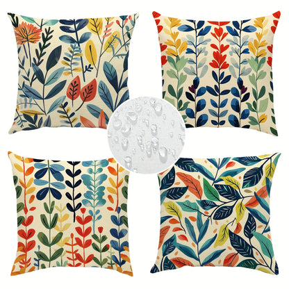 Printed Outdoor Patio Cushion Covers, Square 100% Polyester Zipper Covers, 4-Piece Set in Six Size Options - product view 1
