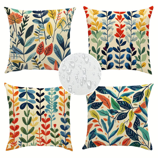 Printed Outdoor Patio Cushion Covers, Square 100% Polyester Zipper Covers, 4-Piece Set in Six Size Options - product view 1