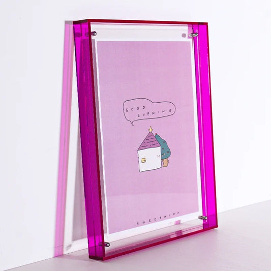 Neon Acrylic Floating Photo Frame, Translucent Wall or Tabletop Display, Modern Decor in Multiple Sizes and Colors - product view 1