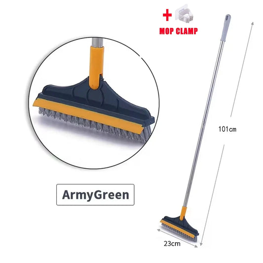 3-in-1 Floor Scrub Brush, 103 cm Long Handle, Rotating Triangular Crevice Cleaner with Water Scraper - product view 1