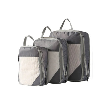 3-Piece Travel Compression Packing Cube Set, 20 x 8 x 25 cm Organizer Bags in White, Grey, Black or Blue - product view 2