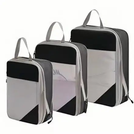 3-Piece Travel Compression Packing Cube Set, 20 x 8 x 25 cm Organizer Bags in White, Grey, Black or Blue - product view 3