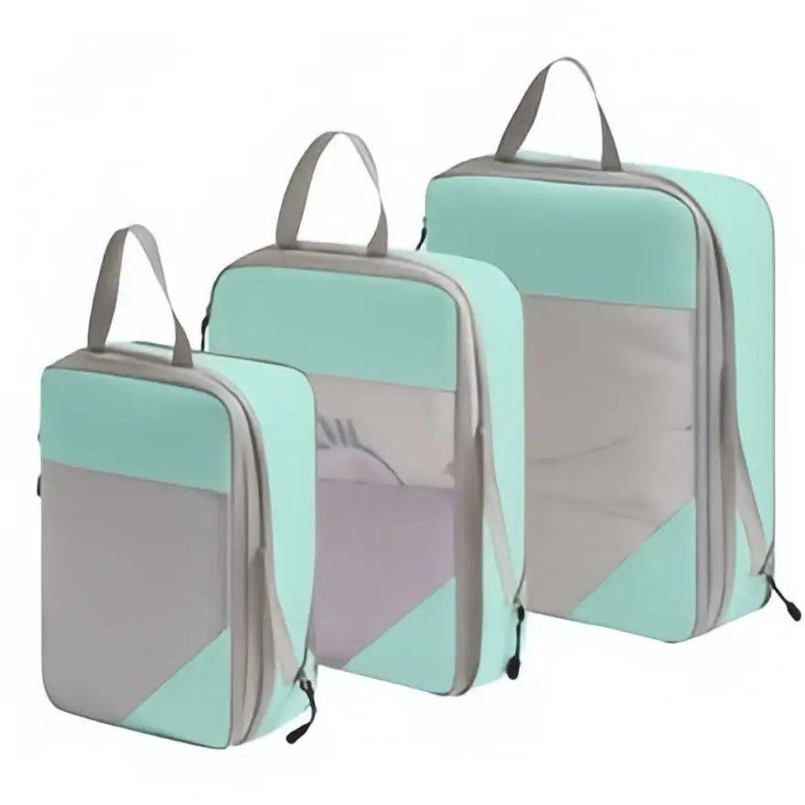 3-Piece Travel Compression Packing Cube Set, 20 x 8 x 25 cm Organizer Bags in White, Grey, Black or Blue - product view 4
