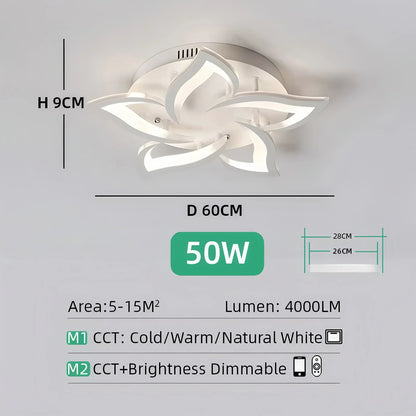 Modern LED Ceiling Light, Remote and App Control, Dimmable Three-Tone Lighting, Acrylic and Iron, 5–18 Heads for Living Rooms - product view 2