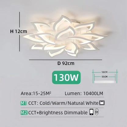 Modern LED Ceiling Light, Remote and App Control, Dimmable Three-Tone Lighting, Acrylic and Iron, 5–18 Heads for Living Rooms - product view 4