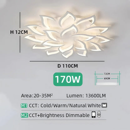 Modern LED Ceiling Light, Remote and App Control, Dimmable Three-Tone Lighting, Acrylic and Iron, 5–18 Heads for Living Rooms - product view 5
