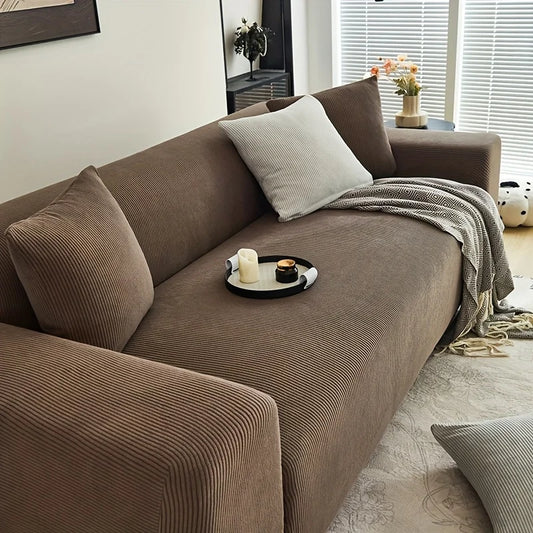 Stretch Sofa Cushion Cover, Solid Jacquard Spandex Fit for Single, 2-Seater, 3-Seater and 4-Seater Sofas - product view 1