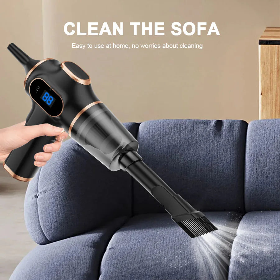 Portable Handheld Vacuum Cleaner, Wireless Dry Cleaning, Li-ion Battery, ABS Body, Black or Blue for Car, Sofa and Carpet - product view 4