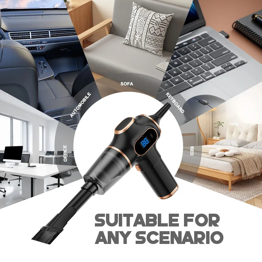 Portable Handheld Vacuum Cleaner, Wireless Dry Cleaning, Li-ion Battery, ABS Body, Black or Blue for Car, Sofa and Carpet - product view 5