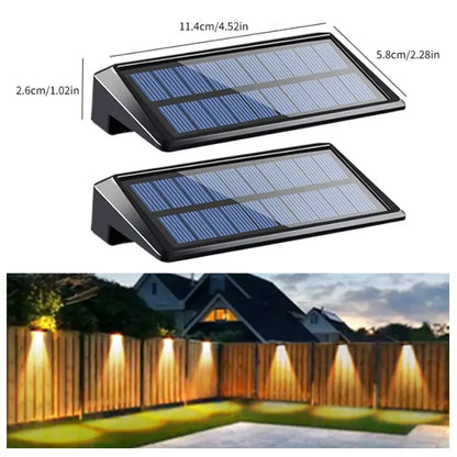 Solar Garden Lights, 2-Pack LED Fence Lamps, 800mAh Battery, Warm or Gradient Light for Patio and Yard - product view 1